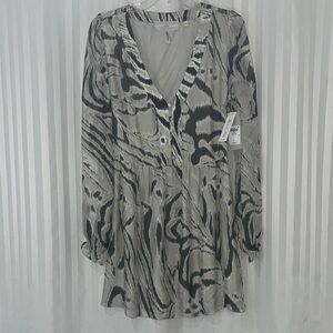Guess Marcelle Dress in Zebra Skin Print Light Gray w/Black & White NWT